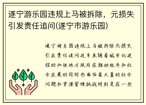 遂宁游乐园违规上马被拆除，元损失引发责任追问(遂宁市游乐园)